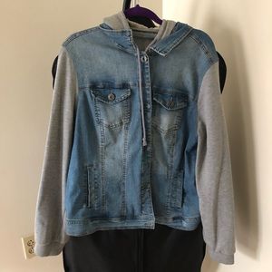 Size 2 Jean Jacket with French Terry Sleeves